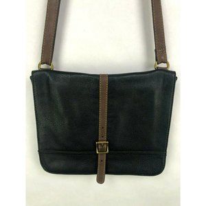Fossil Crossbody Messenger Leather Bag Purse Black